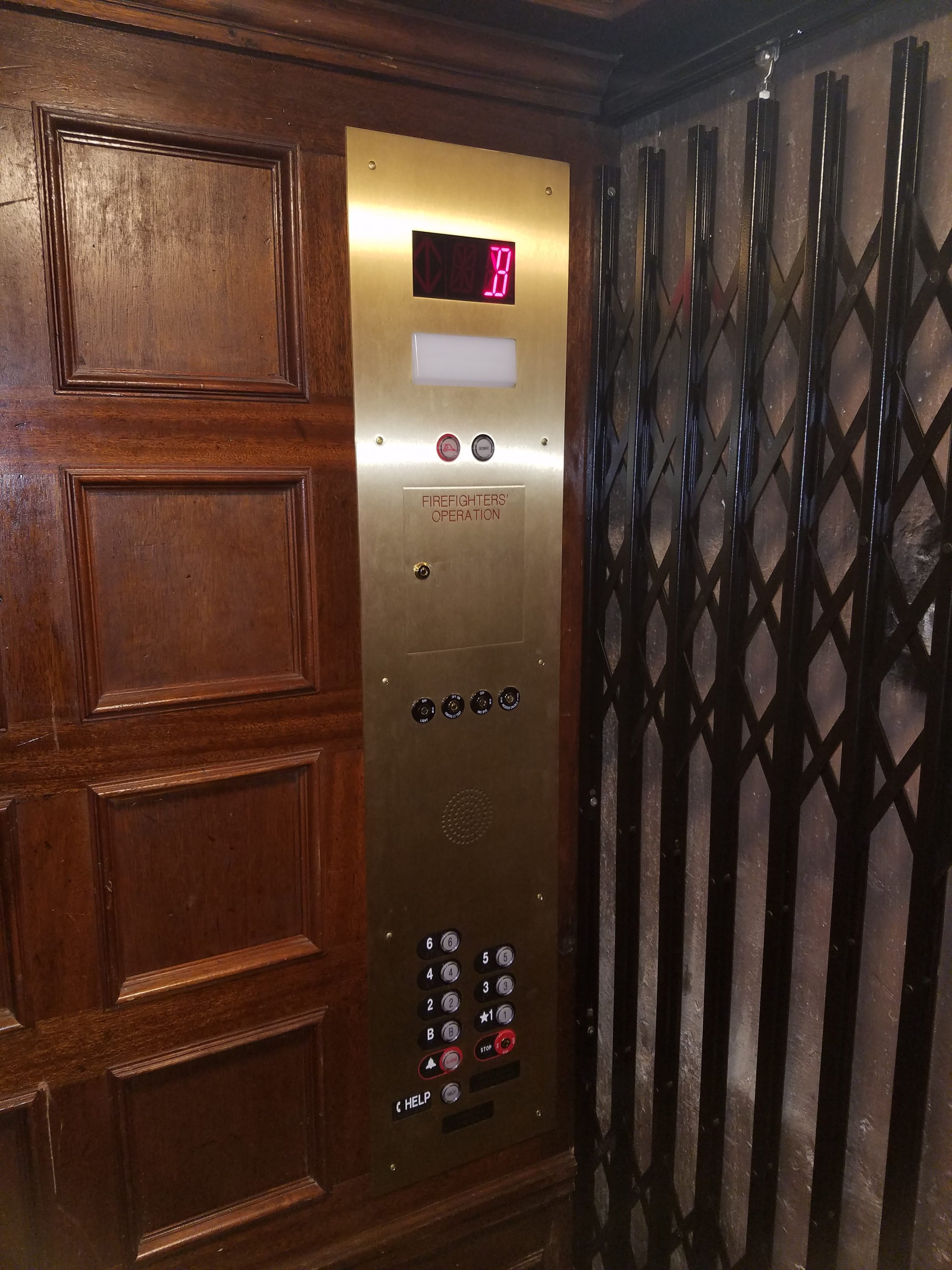 Brand new elevator panel inside cab at California St. - Northern Elevator